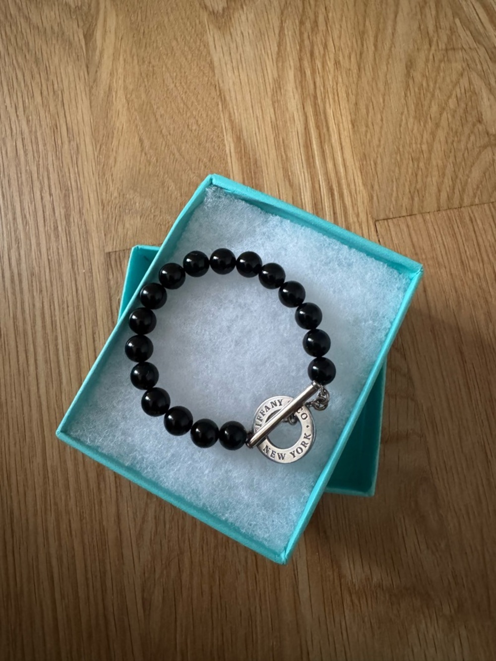 Tiffany & Co. Black Bead Bracelet with Silver Toggle - Picture 2 of 5